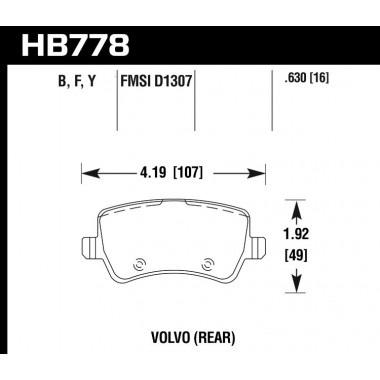 Колодки тормозные HB778Y.630 HAWK LTS; 16mm задние Land Rover Evoque, Freelander MK2 Колодки тормозные HB778Y.630 HAWK LTS; 16mm задние Land Rover Evoque, Freelander MK2
