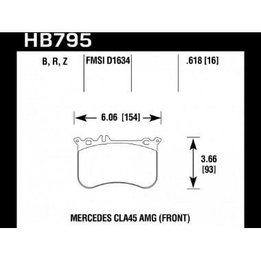 Колодки тормозные HB795B.618 HAWK Street 5.0; переднние MB A45 AMG (W176); CLA 45 AMG (C117); GLA 45 Колодки тормозные HB795B.618 HAWK Street 5.0; переднние MB A45 AMG (W176); CLA 45 AMG (C117); GLA 45