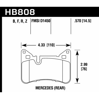Колодки тормозные HB808B.570 HAWK HPS 5.0 Mercedes-Benz C63 AMG Black Series задние Колодки тормозные HB808B.570 HAWK HPS 5.0 Mercedes-Benz C63 AMG Black Series задние