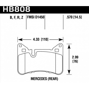 Колодки тормозные HB808B.570 HAWK HPS 5.0 Mercedes-Benz C63 AMG Black Series задние Колодки тормозные HB808B.570 HAWK HPS 5.0 Mercedes-Benz C63 AMG Black Series задние