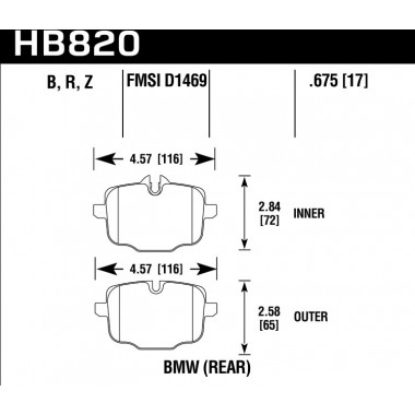Колодки тормозные HB820B.675 HAWK HPS 5.0 задние BMW M3 G80; M4 G82; M5 F10; M6 F12; X5 G05; X7 G07 Колодки тормозные HB820B.675 HAWK HPS 5.0 задние BMW M3 G80; M4 G82; M5 F10; M6 F12; X5 G05; X7 G07