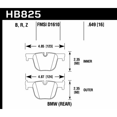 Колодки тормозные HB825B.649 HAWK HPS 5.0 BMW 328i M Sport задние Колодки тормозные HB825B.649 HAWK HPS 5.0 BMW 328i M Sport задние