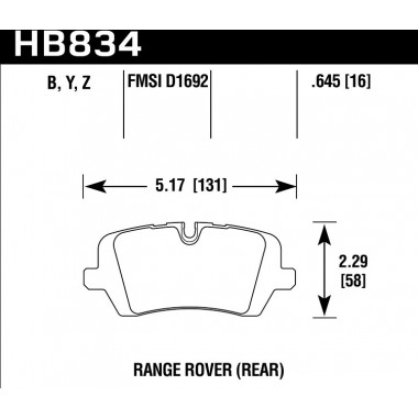 Колодки тормозные HB834Y.645 HAWK LTS Land Rover Range Rover Supercharged задние Колодки тормозные HB834Y.645 HAWK LTS Land Rover Range Rover Supercharged задние