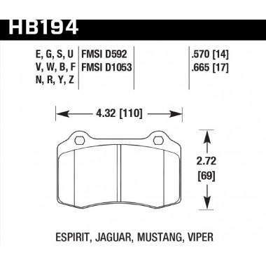 Колодки тормозные HB194F.570 HAWK HPS Brembo тип A, C, F / JBT CM4P1 Колодки тормозные HB194F.570 HAWK HPS Brembo тип A, C, F / JBT CM4P1