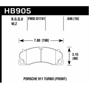 Колодки тормозные HB905B.646 HAWK HPS 5.0 перед Porsche 911 991 Turbo Колодки тормозные HB905B.646 HAWK HPS 5.0 перед Porsche 911 991 Turbo