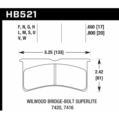 Колодки тормозные HB521Q.650 HAWK DTC-80; Wilwood BB SL 7416 17mm Колодки тормозные HB521Q.650 HAWK DTC-80; Wilwood BB SL 7416 17mm