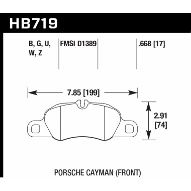 Колодки тормозные HB719W.668 HAWK DTC-30; 2014 Porsche Cayman (FR) 17mm Колодки тормозные HB719W.668 HAWK DTC-30; 2014 Porsche Cayman (FR) 17mm