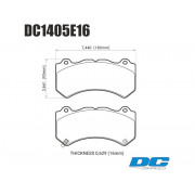 Колодки тормозные DC1405E16 DC Brakes RT.2 перед. Jeep SRT8 2012-2014, AUDI 4F RS6 (BREMBO)