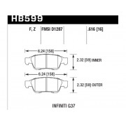 Колодки тормозные HB599Z.616 HAWK PC передние INFINITI G35, G37 (комплектация sport) / EX35 , EX37
