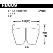 Колодки тормозные HB609N.572 HAWK HP Plus Brembo 8 поршней; JBT FB8P; (комплект 8 шт)