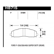 Колодки тормозные HB715P.713 HAWK SuperDuty; 18mm