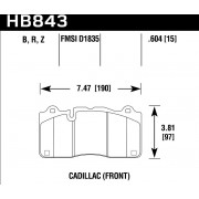 Колодки тормозные HB843Z.604 Cadillac CTS V 2016->
