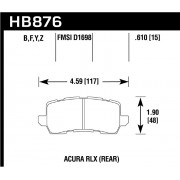 Колодки тормозные HB876Z.610 HAWK PC Acura RLX Sport Hybrid задние