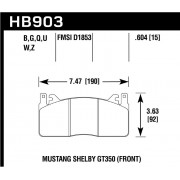 Колодки тормозные HB903B.604 перед Mustang Shelby GT350 2015->