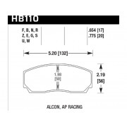 Колодки тормозные HB110G.654 HAWK DTC-60;  AP Racing, Alcon, Proma 4 порш; HPB тип 2, Rotora, 17 mm