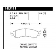 Колодки тормозные HB111U.610 HAWK DTC-70 PBR GM, Mustang 16 mm