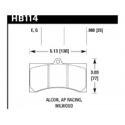 Колодки тормозные HB114G.980 HAWK DTC-60; AP Racing 25mm