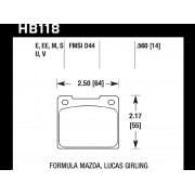 Колодки тормозные HB118V.560 HAWK DTC-50; Formula Mazda 14mm