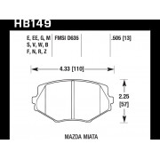 Колодки тормозные HB149S.505 HAWK HT-10 Mazda Miata MX-5 1.8L 13 mm