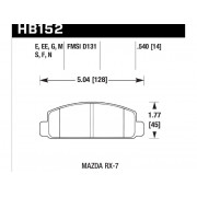 Колодки тормозные HB152G.540 HAWK DTC-60 Mazda RX-7 14 mm