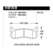 Колодки тормозные HB159V.492 HAWK DTC-50; Mazda Miata MX-5 1.8L (Rear) 13mm