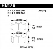 Колодки тормозные HB178G.564 HAWK DTC-60  передние SUBARU Impreza WRX; Nissan 300ZX; HPB тип 1;