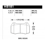 Колодки тормозные HB181U.660 HAWK DTC-70 передние Nissan Skyline GT-R R33 / R34; Honda Integra DC5