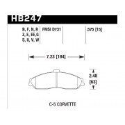 Колодки тормозные HB247U.575 HAWK DTC-70 C-5 Corvette 15 mm