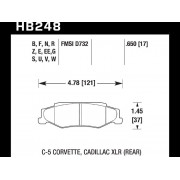 Колодки тормозные HB248G.650 HAWK DTC-60 C-5 Corvette (Rear) 17 mm
