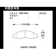 Колодки тормозные HB249G.575 HAWK DTC-60 Camaro, Firebird 15 mm