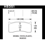 Колодки тормозные HB351S.620 HAWK HT-10 Brembo, Wilwood 16 mm