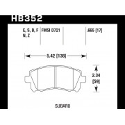 Колодки тормозные HB352S.665 HAWK HT-10 передние SUBARU Impreza, Legacy, Forester, Outback