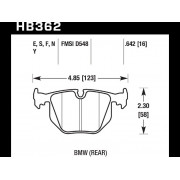 Колодки тормозные HB362S.642 HAWK HT-10 задние BMW  (E31) / M3 3.2 i E40