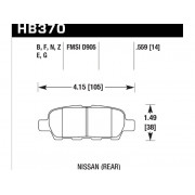 Колодки тормозные HB370G.559 HAWK DTC-60 Nissan (Rear) 14 mm