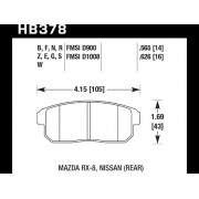 Колодки тормозные HB378W.565 HAWK DTC-30 Mazda RX-8, Nissan (Rear) 14 mm