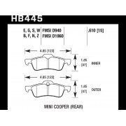 Колодки тормозные HB445S.610 HAWK HT-10 Mini Cooper (Rear) 16 mm