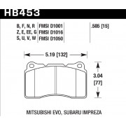 Колодки тормозные HB453E.585 HAWK Blue 9012 Mitsubishi EVO, Subaru Impreza 15 mm