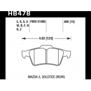 Колодки тормозные HB478U.605 HAWK DTC-70 Mazda 3, Solstice (Rear) 15 mm