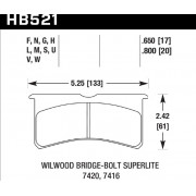 Колодки тормозные HB521U.650 HAWK DTC-70 Wilwood 6 порш. 4 порш. 17 mm