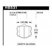 Колодки тормозные HB531U.570 HAWK DTC-70  Corvette Z06 2006-2013