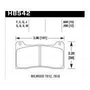 Колодки тормозные HB542Q.600 HAWK DTC-80; Wilwood 7816 15mm