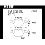Колодки тормозные HB551W.748 HAWK DTC-30 BMW 19 mm