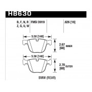 Колодки тормозные HB630U.626 HAWK DTC-70 BMW (Rear) 16 mm