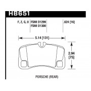 Колодки тормозные HB651U.624 HAWK DTC-70  задние Porsche 911 (997) GT2, GT3, Turbo