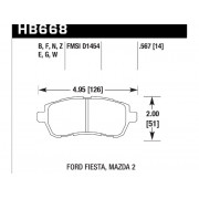 Колодки тормозные HB668W.567 HAWK DTC-30 2012 Mazda 2, Ford Fiesta front 15 mm