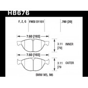 Колодки тормозные HB676G.780 HAWK DTC-60; BMW 20mm