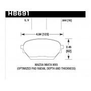 Колодки тормозные HB691V.644 HAWK DTC-50; Mazda MX-5 17mm