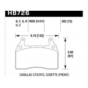 Колодки тормозные HB726G.582 HAWK DTC-60; 2010-2013 Camaro 6.2 Liter (Front) 15mm