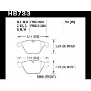 Колодки тормозные HB733G.748 HAWK DTC-60; BMW (Front) 19mm