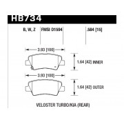 Колодки тормозные HB734W.584 HAWK DTC-30; Hyundai Veloster (Rear) 15mm